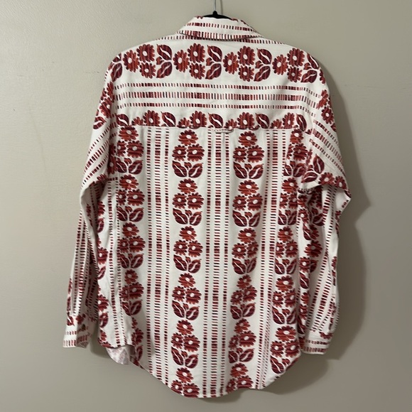 Pilcro Anthropologie Rust Tribal Floral Print 
Button Down Shirt Sz Small Boho - Picture 2 of 11
